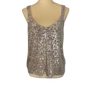 Altar'd State Champagne Gold Sequin Tank Large Glamorous Ethereal New Years